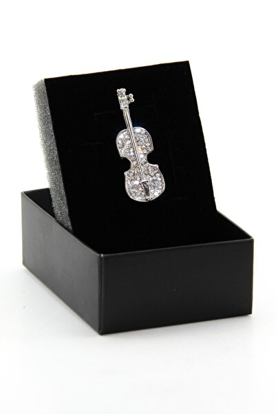 Zaim Aksesuar Taşlı Keman Broşu