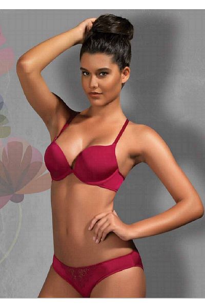 Golshan Sutien de damă Cherry Extra Susținut Push Up din dantelă cu spatele încrucișat
