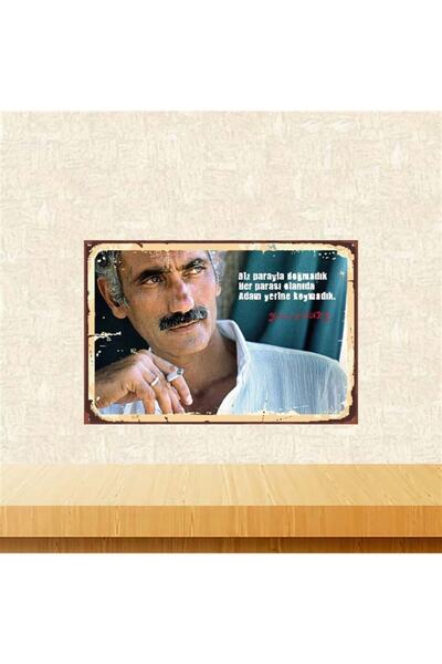 TAKIFİX Yılmaz Güney Biz Parayla Doğmadık 20x30 cm Retro Ahşap Poster