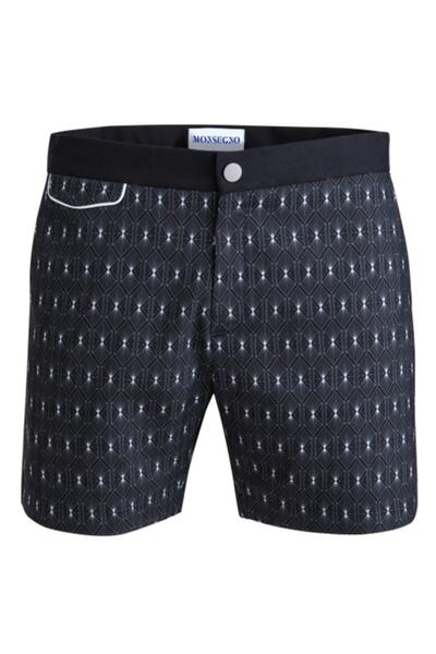 Monsegno Erkek Siyah Beyaz Deniz Şortu