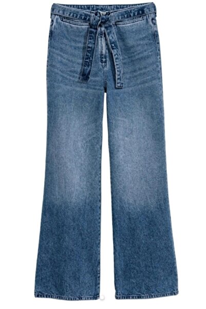 Hepsibitarz Kadın Mavi Mom Jeans Kemersiz Denim Kot Ithal Orijinal Bayan Pant...