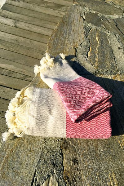 Yavuz Tekstil Beach & Sauna Cotton Pestemal Set 100% Cotton Gift Product Pink