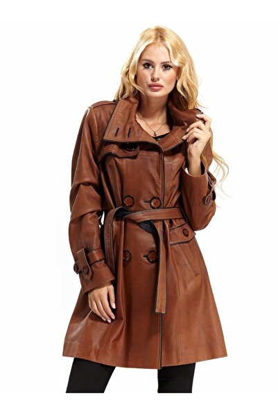 Hodore Women's Tan Yolande Leather Coat
