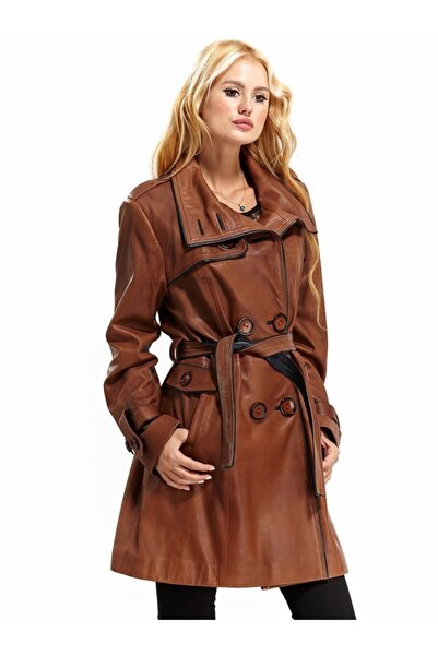 Hodore Women's Tan Yolande Leather Coat