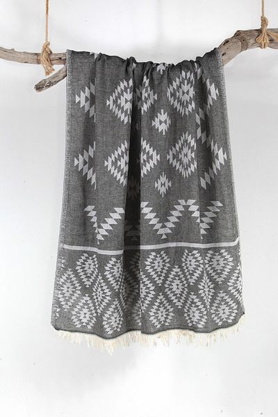 Bedinn Peshtemal Jacart Kilim Μαύρο