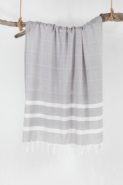 Bedinn Peshtemal Bamboo Stripe ανοιχτό γκρι