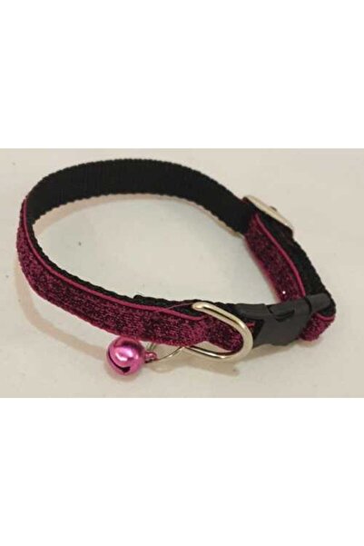 Elite Pembe Simli Şeritli 1 Cm Kilit Tokalı Klasik Kedi Tasması