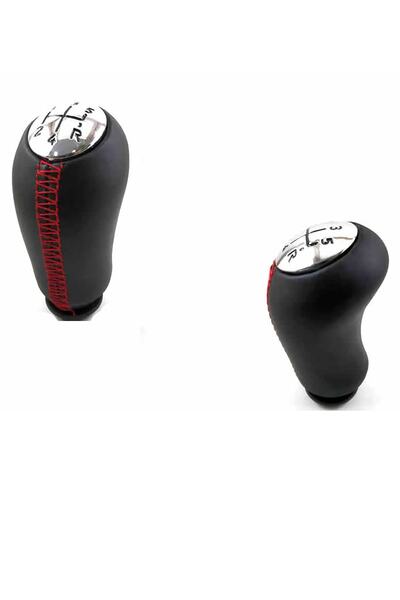 arotomarket Renault Clio 3 - 4 Faux Leather Covered Gear Shift Knob with Red Stitching Detail