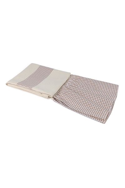 cotton maison Vintage Curtain with Brown Cornice 150x185 cm