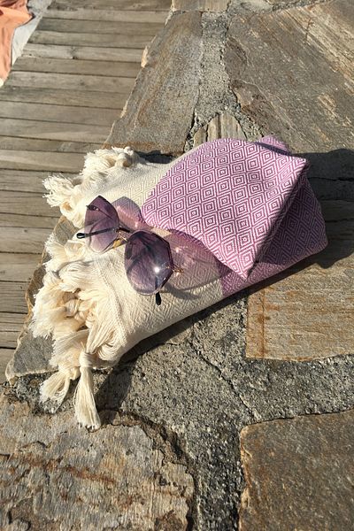 Yavuz Tekstil Beach & Sauna Cotton Peshtemal Set 100% Cotton Gift Product Lilac