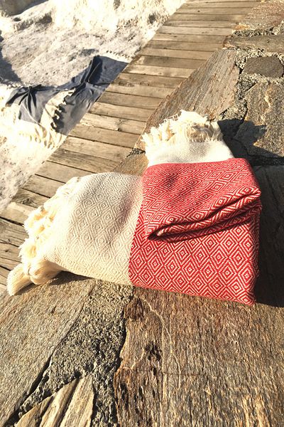 Yavuz Tekstil Beach & Sauna Cotton Peshtemal Set 100% Cotton Gift Product Red