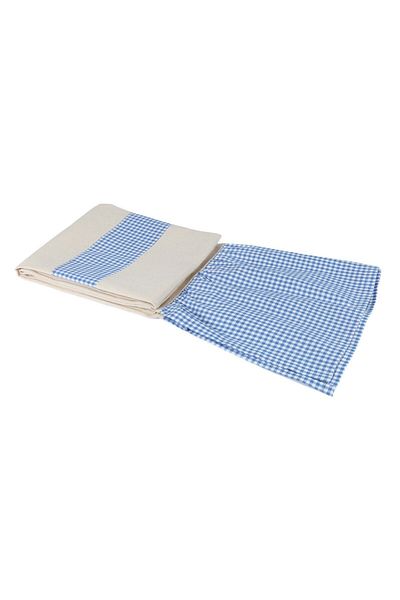 cotton maison Vintage Blue Natural Curtain with Cornice 200x185 Cm