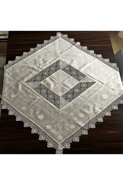 Yavuz Tekstil Çeyizlik Ipek Dokuma Iğne Oyalı Fiskos %100 Ipek El Işçiliği Krem