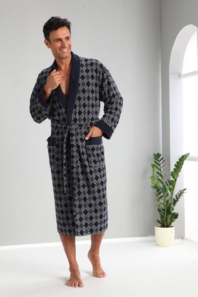 Nuşa Ανδρική ρόμπα καρό Jacquard Bambo Cotton