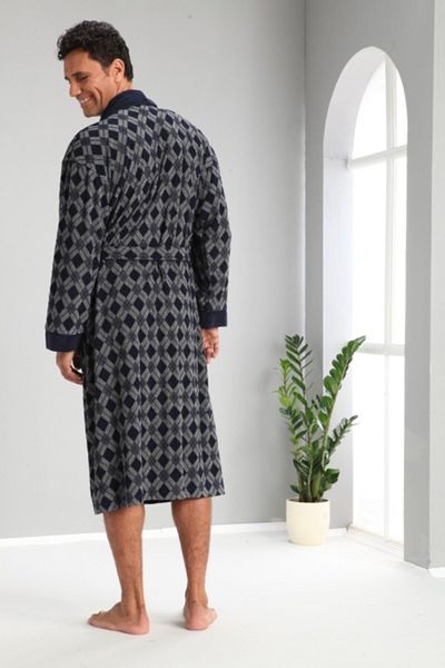 Nuşa Ανδρική ρόμπα καρό Jacquard Bambo Cotton