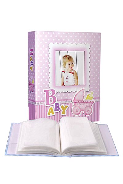 GünTech 10x15 100 Luxury Baby Album Φωτογραφιών με Παράθυρο Ροζ