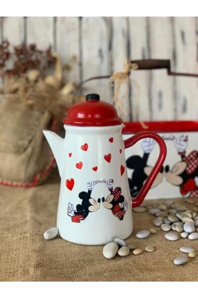 Handmadesign Kapaklı El Yapımı Seramik Sürahi Mickey Minnie Love Miki Mini Di...