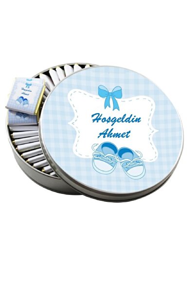 Gondol Çikolata Metal Kutuda Isme Özel Bebek Çikolatası 100'lü