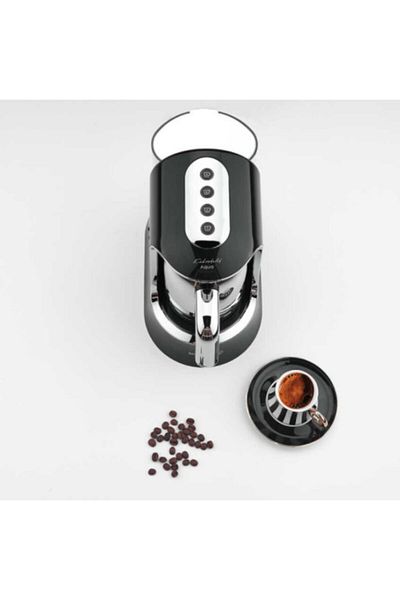 KORKMAZ Black Chrome Kahvekolik Automatic Turkish Coffee Machine with Aqua Water Tank
