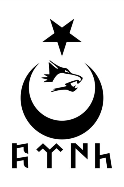 Quart Aksesuar ملصق ذئب بكتابة تركية على شكل نجمة القمر وولف جوكتوركيش أسود 3...