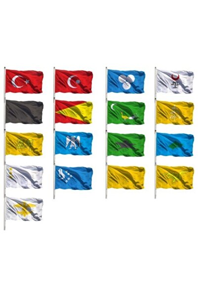bayrakal Eski Türk Devlet Bayrakları 50x75cm. - Sopalı