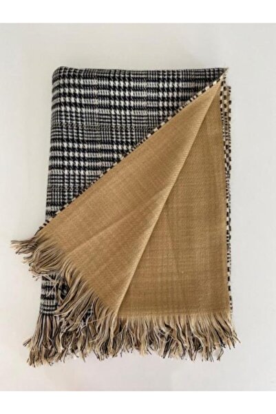 Mathilda Aksesuar Kadın Bej Ekoseli Çift Taraflı Yumuşak Dokulu Atkı