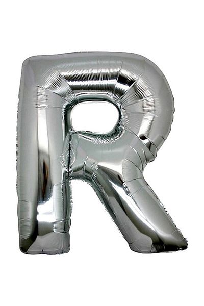 Parti dolabı Letter Foil Balloon Letter R Large Size Balloon Silver/Grey 100 cm