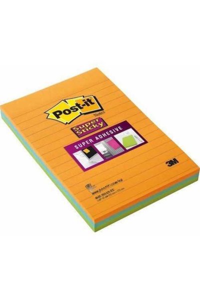 Post-it Post-İt 4645-3Ssan Super Sticky Not, Neon Turuncu, Yeşil, Mavi, 102X1...
