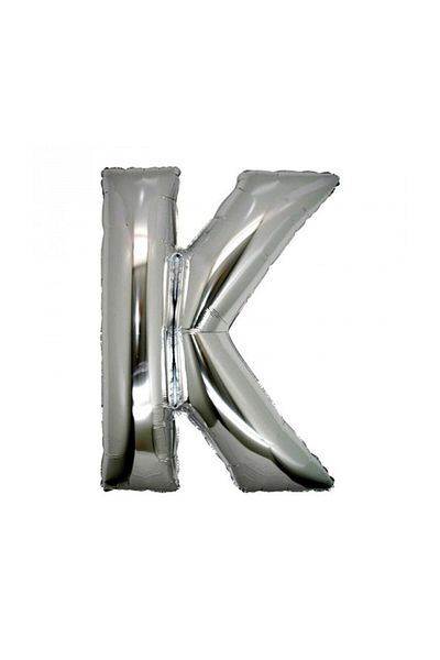 Parti dolabı Letter Foil Balloon Letter K Large Size Balloon Silver/Grey 100 cm