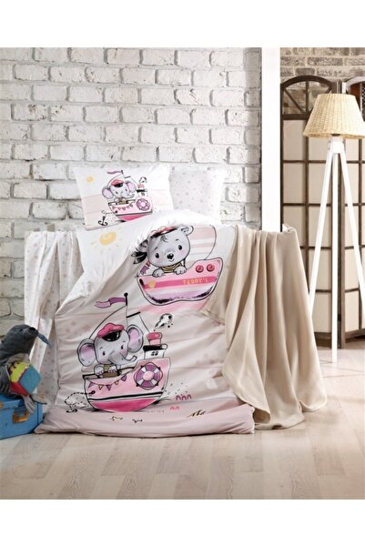 Kristal By Taç Baby Duvet Cover Set 100% Cotton Fabric Sailing Pink