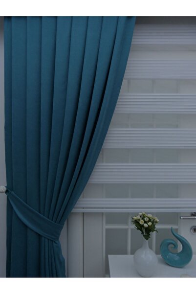 Esse Home ستارة خلفية مسطحة ذات شفرة واحدة بلون بترولي - 100x260، 1/3 بطيات ضيقة