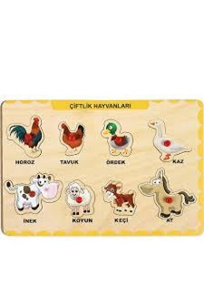 Genel Markalar Maketçiniz Ahşap Tutmalı Eğitici Yapboz  Çiftlik Hayvanları