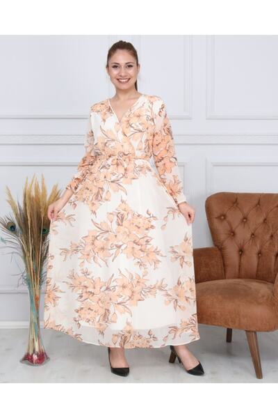 Apple Cix Γυναικείο φόρεμα σιφόν με ροζ λουλούδι