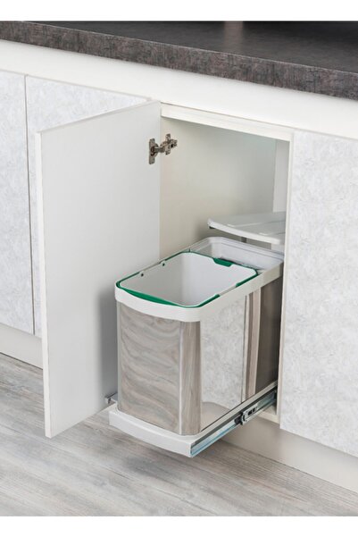 STARAX Teleskopik Raylı Paslanmaz Gövde Çöp Kovası 16 Lt S-2395