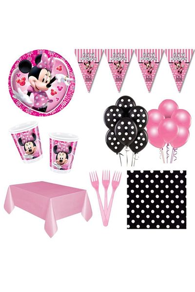 Minnie Mouse مجموعة زينة لحفلات أعياد الميلاد ميني ماوس تتسع لـ 24 شخصًا