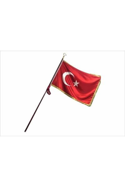bayrakal Sancak, Saçaklı Türk Bayrağı, Hamail Ve Ahşap Direği Seti