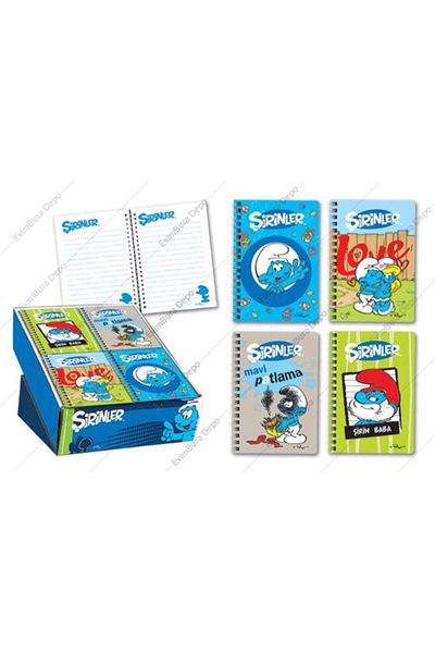 KESKİN COLOR Smurf Lined Notebook A6 80 Sheets Spiraled Metalized Cover
