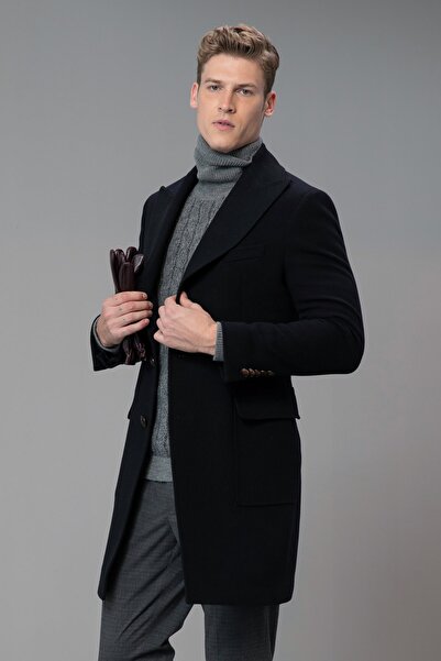 Lufian Tavolara Men's Overcoat Navy Blue