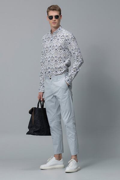 Lufian Gabi Smart Erkek Chino Pantolon Slim Fit Açık Gri