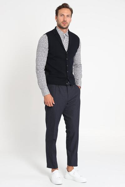 Lufian Alles Şal Yaka Yelek Lacivert