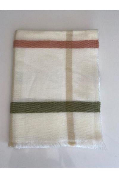 Makro Optik White Pink Striped Plaid Scarf