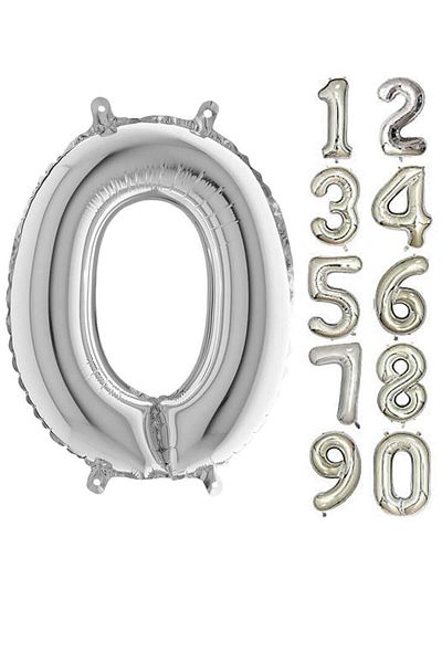 Partifabrik Number Foil Balloon Silver 80 Cm 0