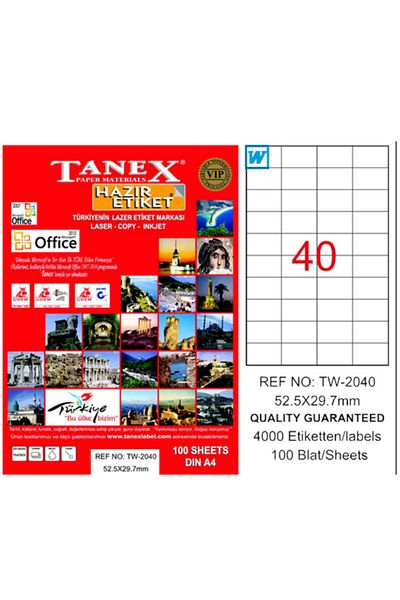 Tanex 100 Yp 52x29 Mm Laser Tag - Laser Copy Inkjet Tw-2040