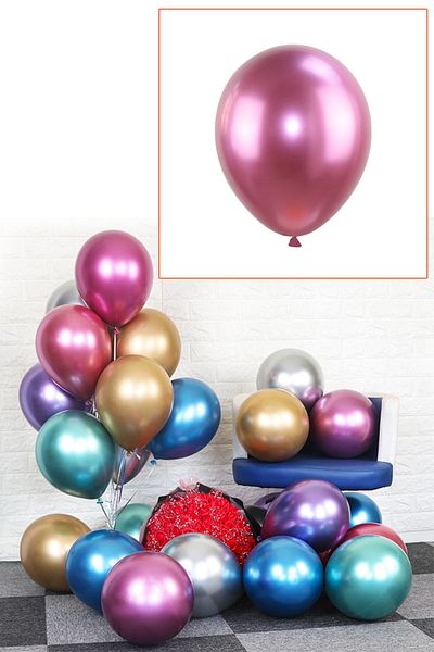 Kazanabil 10pcs Chrome Balloon Shiny Decoration Balloons Pink