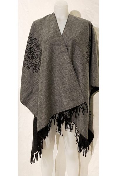 TOPRAK ART GALLERY Women's Gray Poncho