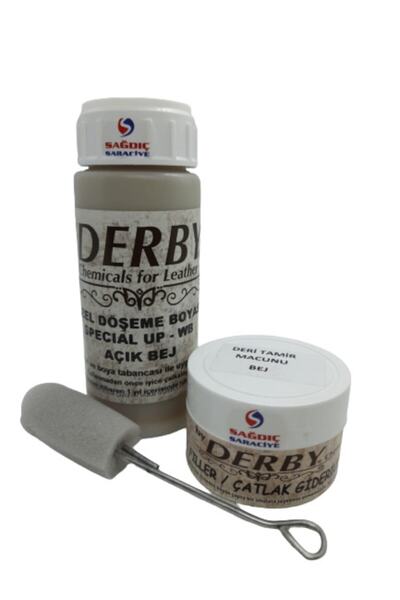 Derby Açık Bej Oto Döşeme Boyası Ve Bej Deri Tamir Macunu