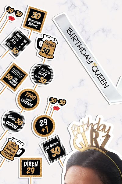 PEKSHOP 30 Years Gold Concept Birthday Party Set