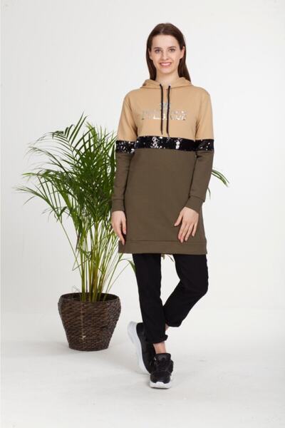 turkish dreams Γυναικείο Τουνίκ Κρεμ Χακί με κουκούλα