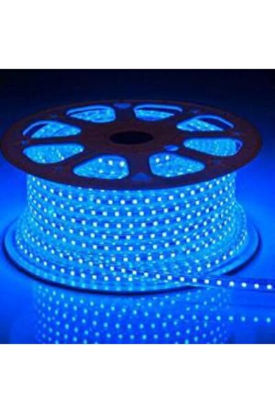 Led Fişli 10 Metre Su Geçirmez Korumalı Mavi Hortum Şerit Işık + Fişli 3 Çip 220v Su Geçirmez