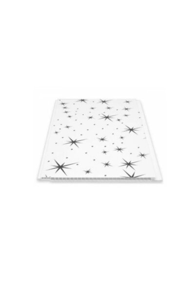 Lambiri Düz Siyah Yıldızlı Plastik Pvc Duvar - Tavan / 10 Adet 20 Cm X 3,5 Me...